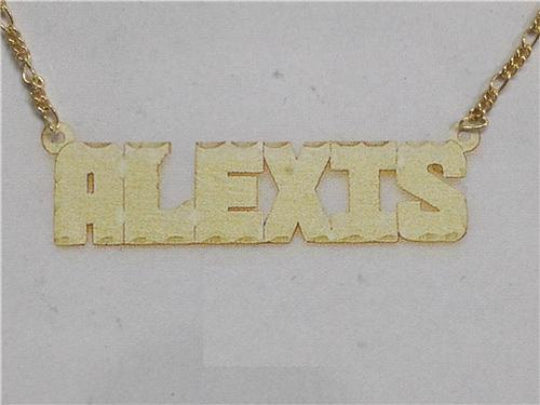14k Gold Plate Personalized Any Block Letter Name Single Plate Nameplate Necklace (comes with the Chain )