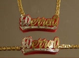Personalized 14k Gold Plate Any 3D Name Any Color Onyx Necklace & matching 3D Onyx Bracelet/gold Plated
